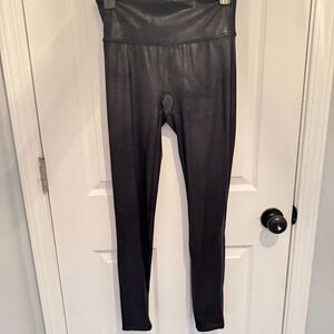 SPANX Black Faux Leather Leggings Pants Sz XL